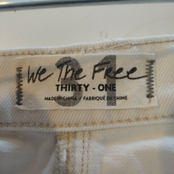 Free People We The Free Brea Distressed Denim Skirt Frayed Hem Deco White 31 Nwt - Picture 6 of 8